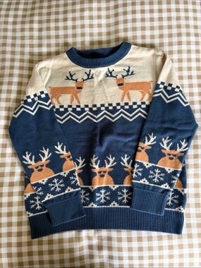 Andy & Evan Navy, Cream & Orange Reindeer Fair Isle Sweater